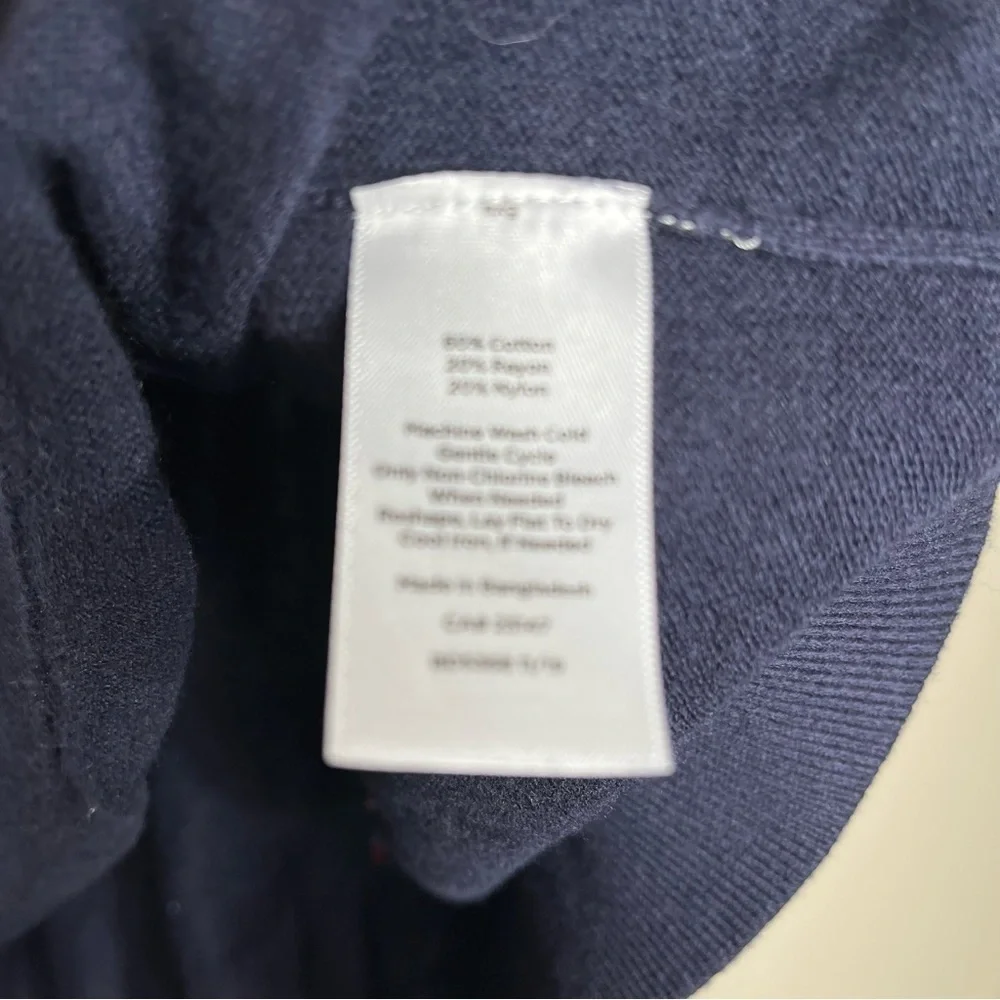 Talbots Plus Petite Navy Knit Pullover Sweater with Red/White/Blue Heart 3XP - Picture 7 of 11